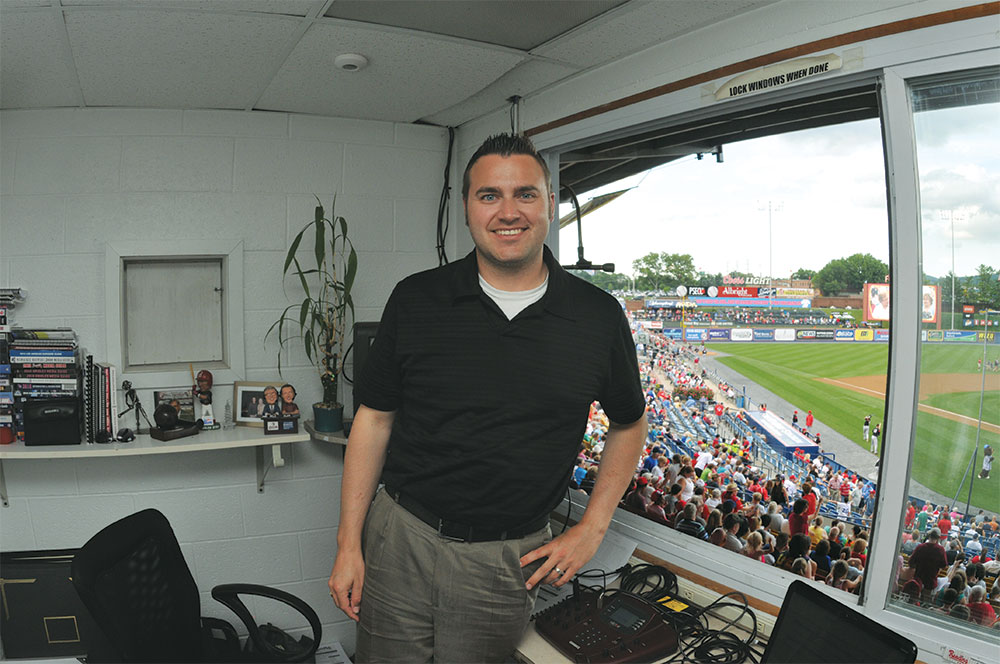 Major quest . . . sports broadcaster Anthony Oppermann ’04